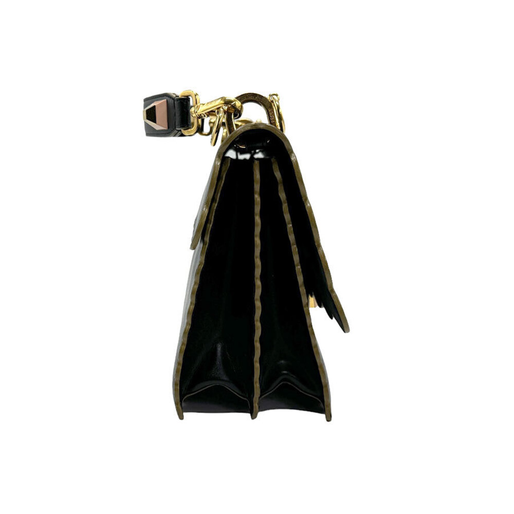 Fendi Gold Handbag Black Leather Canai